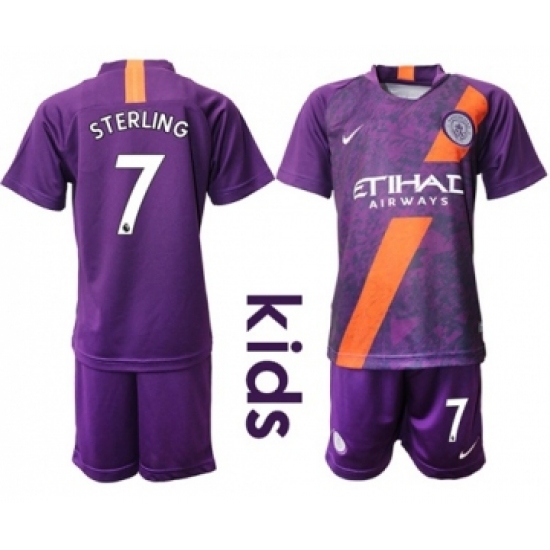 Manchester City #7 Sterling Third Kid Soccer Club Jersey