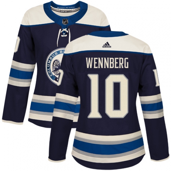 Women's Adidas Columbus Blue Jackets #10 Alexander Wennberg Authentic Navy Blue Alternate NHL Jersey - Ujersey