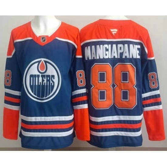 Men's Edmonton Oilers #88 Andrew Mangiapane Blue Authentic Jersey - Ujersey
