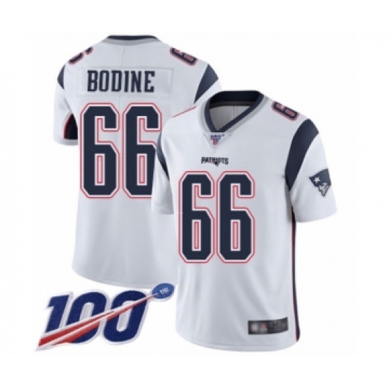 Youth New England Patriots #66 Russell Bodine White Vapor Untouchable Limited Player 100th Season Football Jersey - Ujersey
