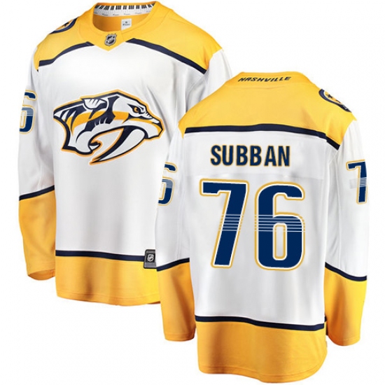 Youth Nashville Predators #76 P.K Subban Fanatics Branded White Away Breakaway NHL Jersey - Ujersey