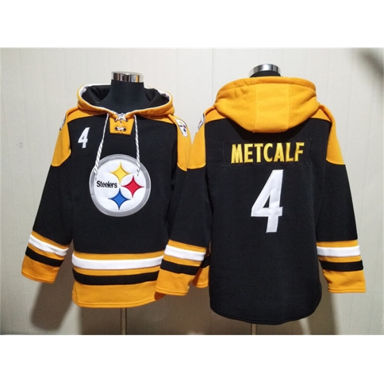 Men's Pittsburgh Steelers #4 DK Metcalf Black Ageless Must-Have Lace-Up Pullover Hoodie - Ujersey