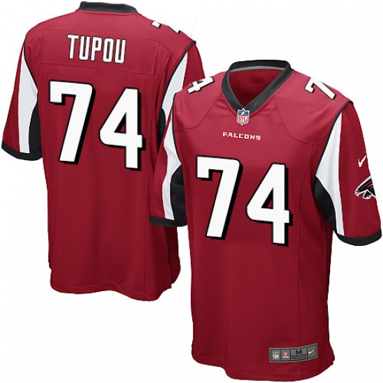 Men's Nike Atlanta Falcons #74 Tani Tupou Game Red Team Color NFL Jersey - Ujersey