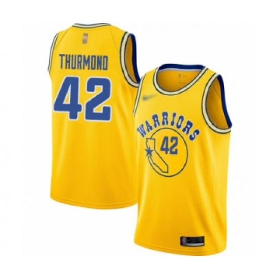 Youth Golden State Warriors #42 Nate Thurmond Swingman Gold Hardwood Classics Basketball Jersey - Ujersey