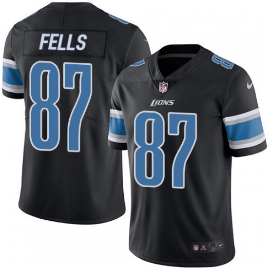 Men's Nike Detroit Lions #87 Darren Fells Elite Black Rush Vapor Untouchable NFL Jersey - Ujersey