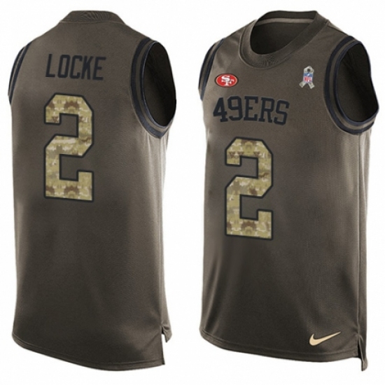 Men's Nike San Francisco 49ers #2 Jeff Locke Limited Green Salute to Service Tank Top NFL Jersey - Ujersey