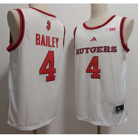Men's Rutgers Scarlet Knights #4 Ace Bailey White Stitched Basketball Jersey - Ujersey