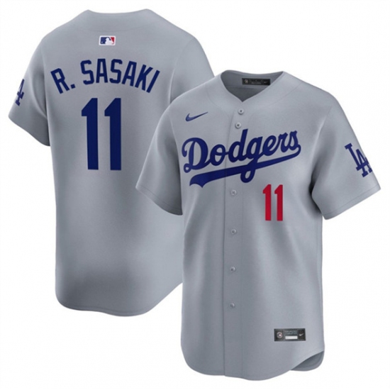 Men's Los Angeles Dodgers #11 Roki Sasaki Gray 2025 Alternate Limited Stitched Baseball Jersey - Ujersey