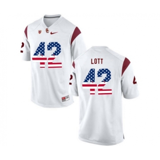 USC Trojans 42 Ronnie Lott White USA Flag College Football Jersey - Ujersey
