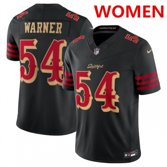 Women's San Francisco 49ers #54 Fred Warner Black 2025 F.U.S.E. “Rivalries” Vapor Limited Stitched Football Jersey(Run Small) - Ujersey