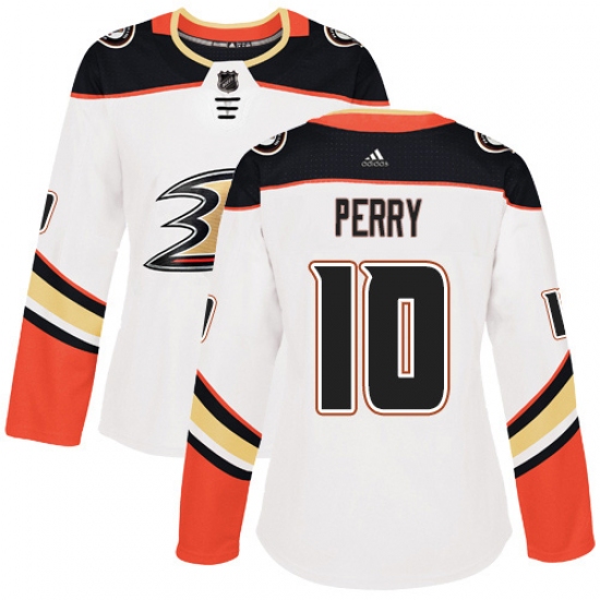 Women's Adidas Anaheim Ducks #10 Corey Perry Authentic White Away NHL Jersey - Ujersey