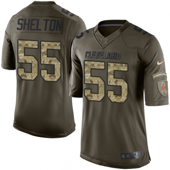 Men's Nike Cleveland Browns #55 Danny Shelton Elite Green Salute to Service NFL Jersey - Ujersey