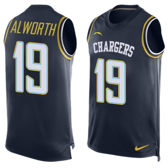 Men's Nike Los Angeles Chargers #19 Lance Alworth Limited Navy Blue Player Name & Number Tank Top NFL Jersey - Ujersey