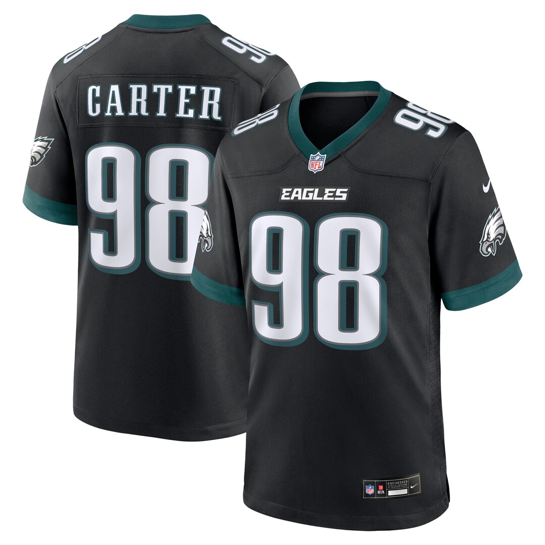 Men's Philadelphia Eagles Jalen Carter Nike Black Alternate Game Player Jersey