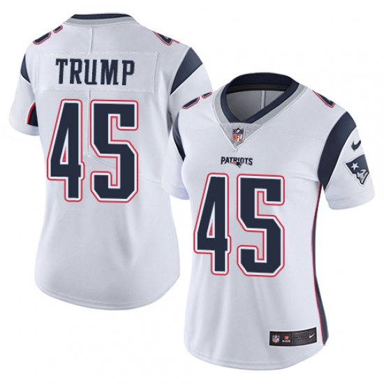 Women's Nike New England Patriots #45 Donald Trump White Vapor Untouchable Limited Player NFL Jersey - Ujersey