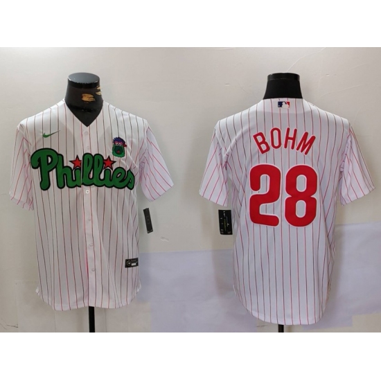 Men's Philadelphia Phillies #28 Alec Bohm White Green Cool Base Stitched Jersey - Ujersey