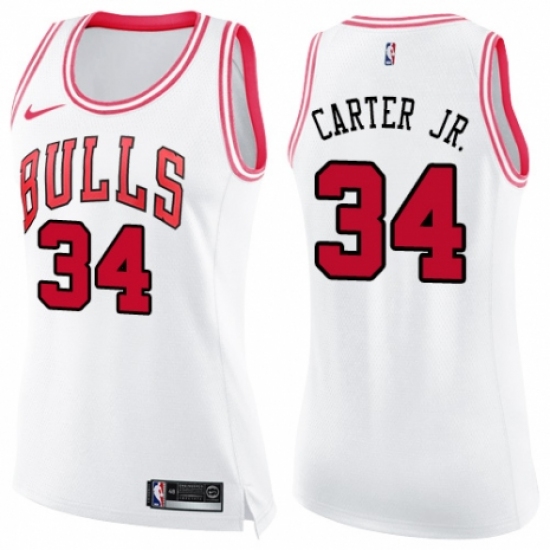 Women's Nike Chicago Bulls #34 Wendell Carter Jr. Swingman White/Pink Fashion NBA Jersey - Ujersey