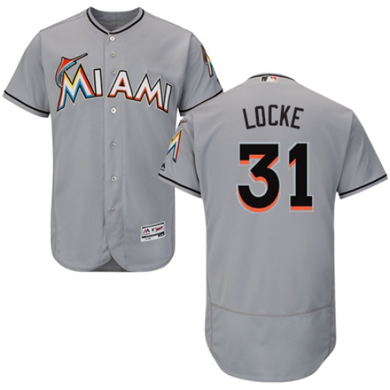 Men's Majestic Miami Marlins #31 Jeff Locke Grey Flexbase Authentic Collection MLB Jersey - Ujersey