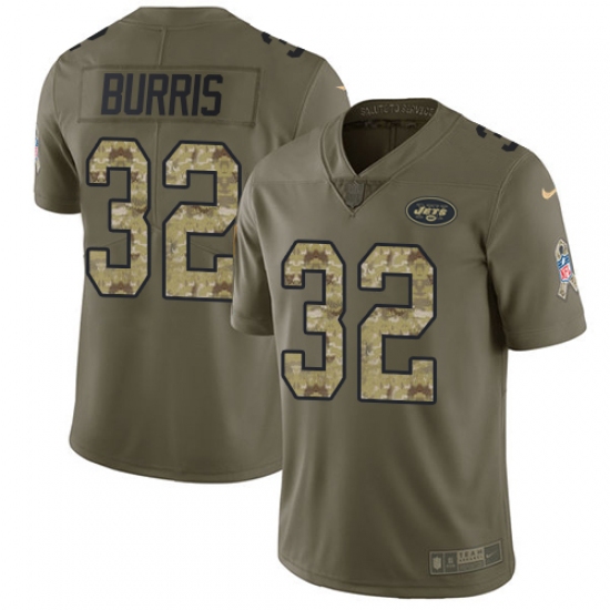 Youth Nike New York Jets #32 Juston Burris Limited Olive/Camo 2017 Salute to Service NFL Jersey - Ujersey