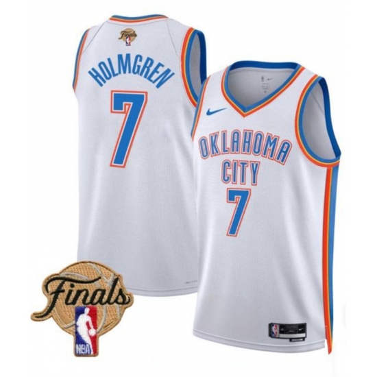 Men's Oklahoma City Thunder #7 Chet Holmgren White 2025 Finals Association Edition Stitched Basketball Jersey - Ujersey