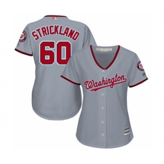 Women's Washington Nationals #60 Hunter Strickland Authentic Grey Road Cool Base Baseball Player Jersey - Ujersey