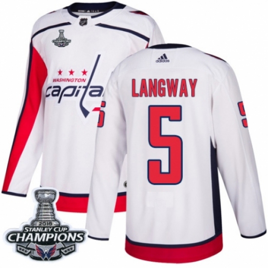Youth Adidas Washington Capitals #5 Rod Langway Authentic White Away 2018 Stanley Cup Final Champions NHL Jersey - Ujersey
