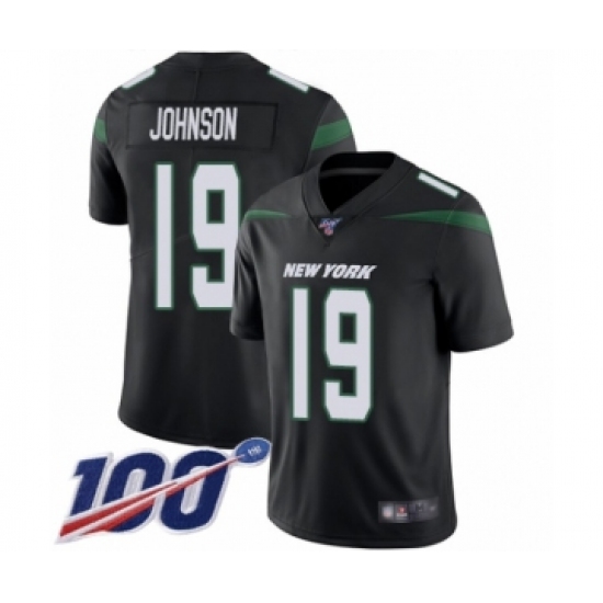 Men's New York Jets #19 Keyshawn Johnson Black Alternate Vapor Untouchable Limited Player 100th Season Football Jersey - Ujersey