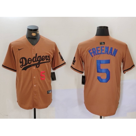 Men's Los Angeles Dodgers #5 Freddie Freeman Number Olive Cool Base Limited Stitched Jersey - Ujersey