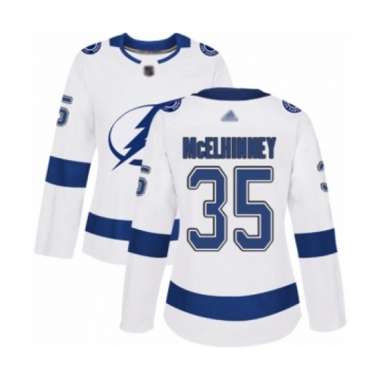 Women's Tampa Bay Lightning #35 Curtis McElhinney Authentic White Away Hockey Jersey