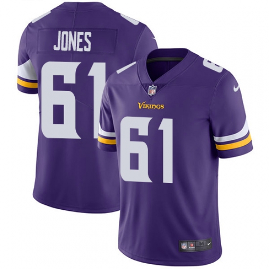 Youth Nike Minnesota Vikings #61 Brett Jones Purple Team Color Vapor Untouchable Limited Player NFL Jersey - Ujersey