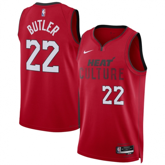 Men's Miami Heat #22 Jimmy Butler Red 2024-25 City Edition Stitched Basketball Jersey - Ujersey