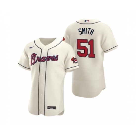 Men's Atlanta Braves #51 Will Smith Nike Cream Authentic 2020 Alternate Jersey - Ujersey