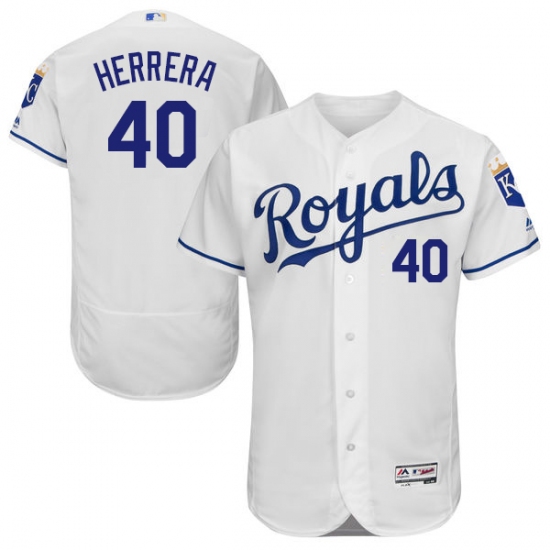 Men's Majestic Kansas City Royals #40 Kelvin Herrera White Flexbase Authentic Collection MLB Jersey - Ujersey