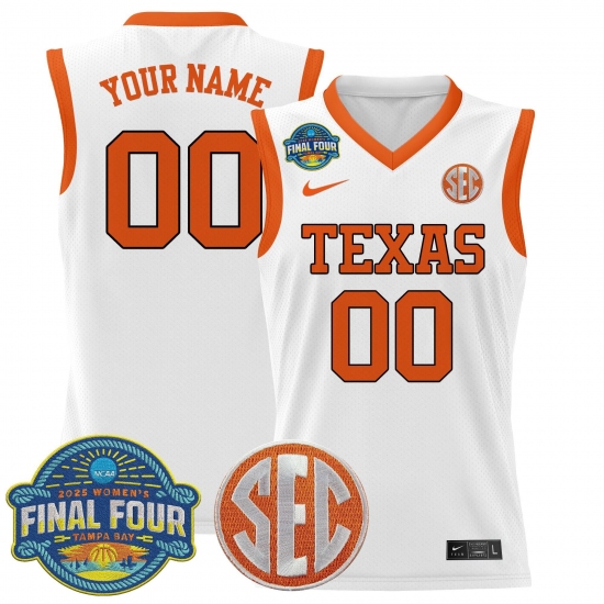 Men's Texas Longhorns Active Player Custom White 2025 Sec Women’s Final Four Patch Lightweight Stitched Basketball Jersey - Ujersey