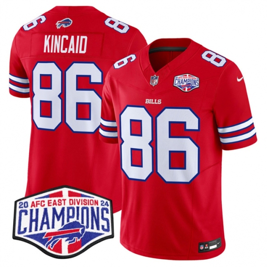 Men's Buffalo Bills #86 Dalton Kincaid Red F.U.S.E. 2024 AFC East Division Champions Vapor Limited Stitched Football Jersey - Ujersey