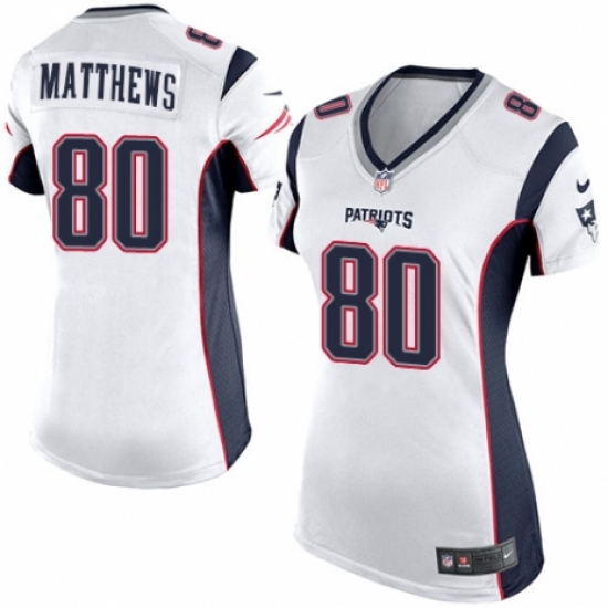 Women's Nike New England Patriots #80 Jordan Matthews Game White NFL Jersey - Ujersey