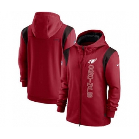 Men's Arizona Cardinals 2021 Scarlet Sideline Team Performance Full-Zip Hoodie - Ujersey