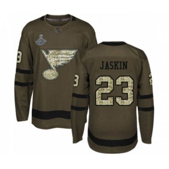 Men's St. Louis Blues #23 Dmitrij Jaskin Authentic Green Salute to Service 2019 Stanley Cup Champions Hockey Jersey - Ujersey