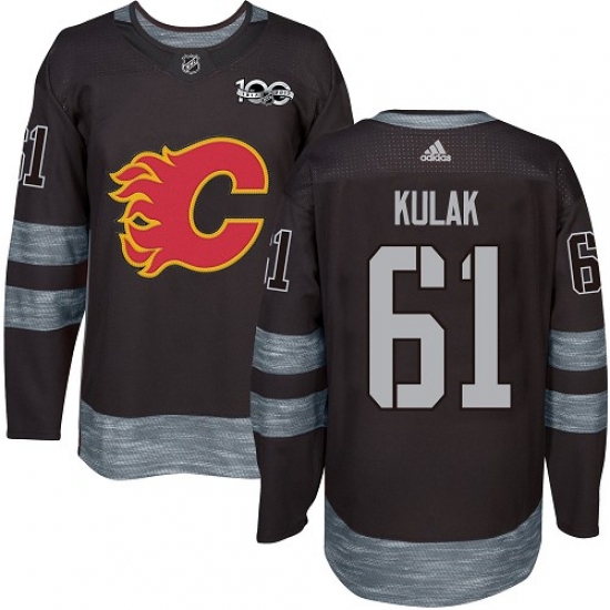 Men's Adidas Calgary Flames #61 Brett Kulak Authentic Black 1917-2017 100th Anniversary NHL Jersey