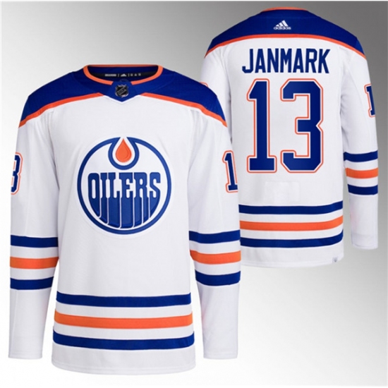 Men's Edmonton Oilers #13 Mattias Janmark White Stitched Jersey - Ujersey