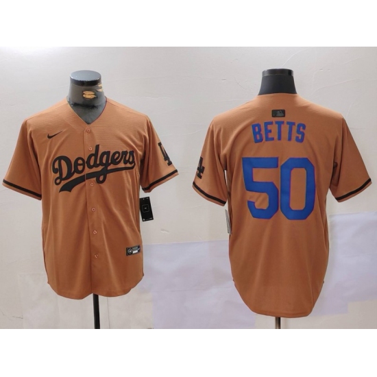 Men's Los Angeles Dodgers #50 Mookie Betts Olive Cool Base Limited Stitched Jersey - Ujersey