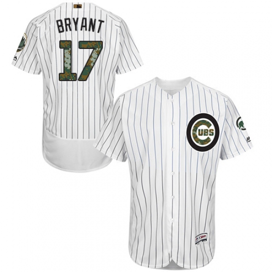 Men's Majestic Chicago Cubs #17 Kris Bryant Authentic White 2016 Memorial Day Fashion Flex Base MLB Jersey - Ujersey