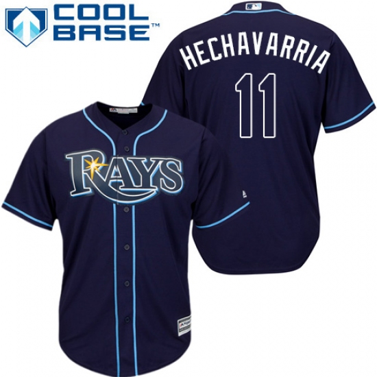 Youth Majestic Tampa Bay Rays #11 Adeiny Hechavarria Authentic Navy Blue Alternate Cool Base MLB Jersey - Ujersey