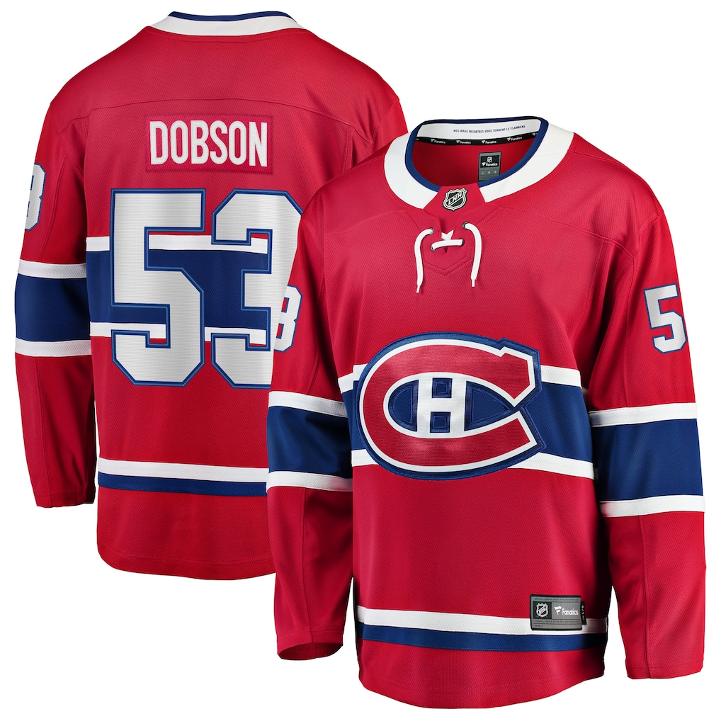 Men's Montreal Canadiens Noah Dobson Fanatics Red Home Breakaway Jersey - ujerseystore