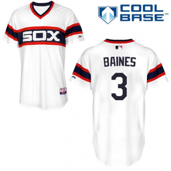 Men's Majestic Chicago White Sox #3 Harold Baines White Alternate Flex Base Authentic Collection MLB Jersey - Ujersey