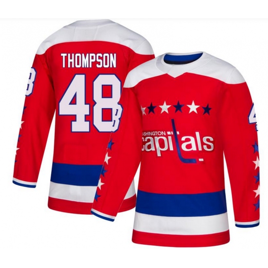 Men's Washington Capitals #48 Logan Thompson Authentic Red Alternate Jersey - Ujersey