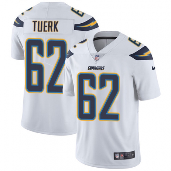 Men's Nike Los Angeles Chargers #62 Max Tuerk White Vapor Untouchable Limited Player NFL Jersey - Ujersey