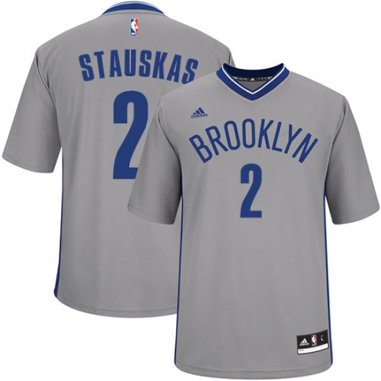 Men's Adidas Brooklyn Nets #2 Nik Stauskas Authentic Gray Alternate NBA Jersey - Ujersey