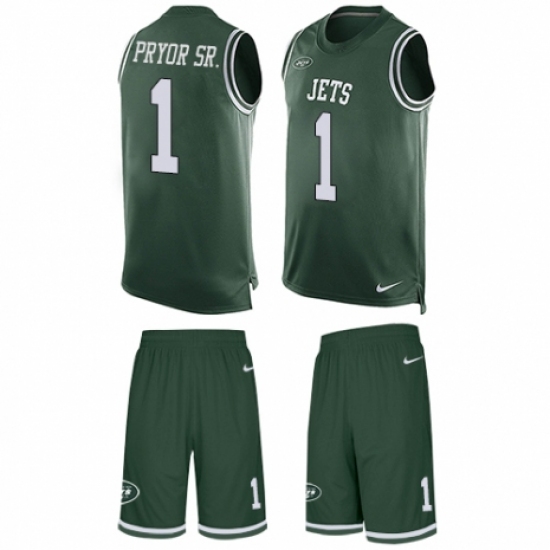 Men's Nike New York Jets #1 Terrelle Pryor Sr. Limited Green Tank Top Suit NFL Jersey - Ujersey