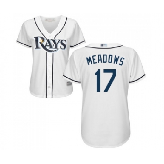Women's Tampa Bay Rays #17 Austin Meadows Replica White Home Cool Base Baseball Jersey - Ujersey